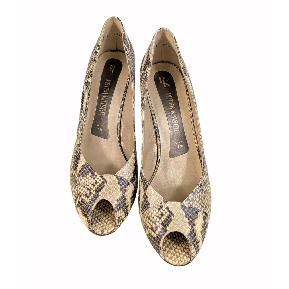 Peter Kaiser size 10.5M Peep Toe Pumps Snakeskin real Leather Heels Women